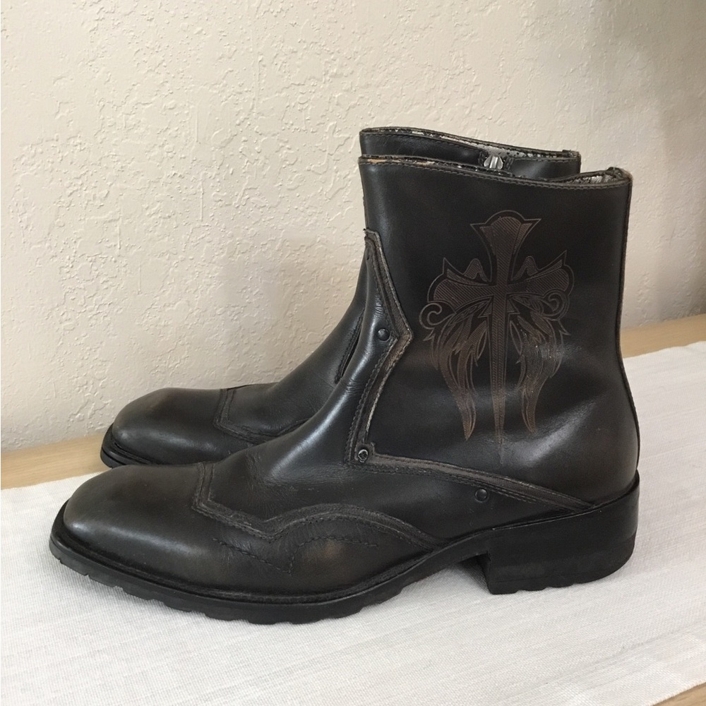 Mark Nason Black Leather U Rock 71778 Ankle French Toe Sz.9